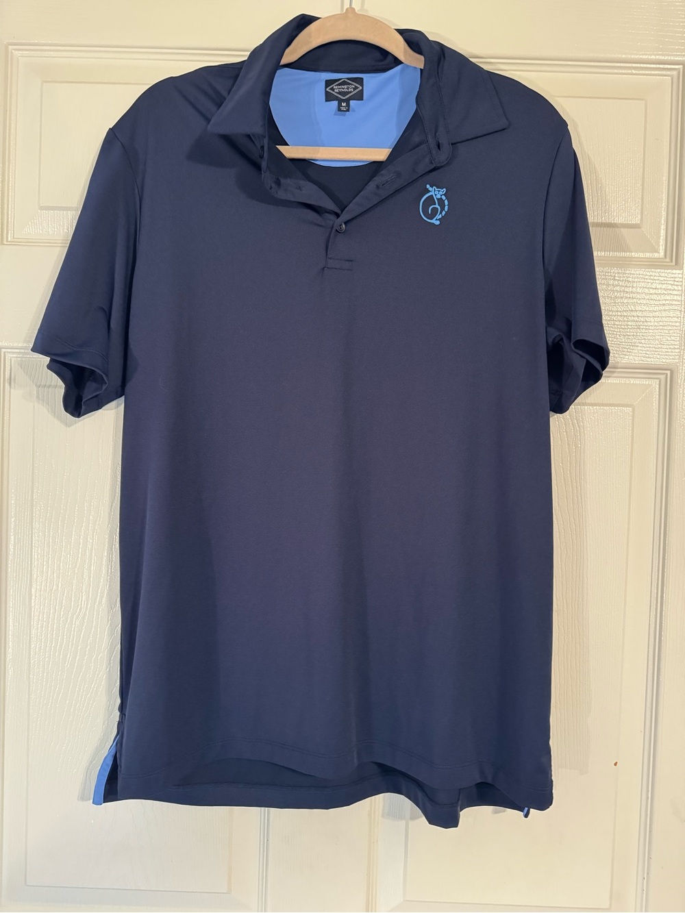 Men's Navy Polo with Light Blue Accents - Performance Short Sleeve